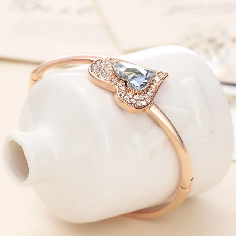 Neoglory австрийский браслет с кристаллами и стразами в форме сердца розовое золото