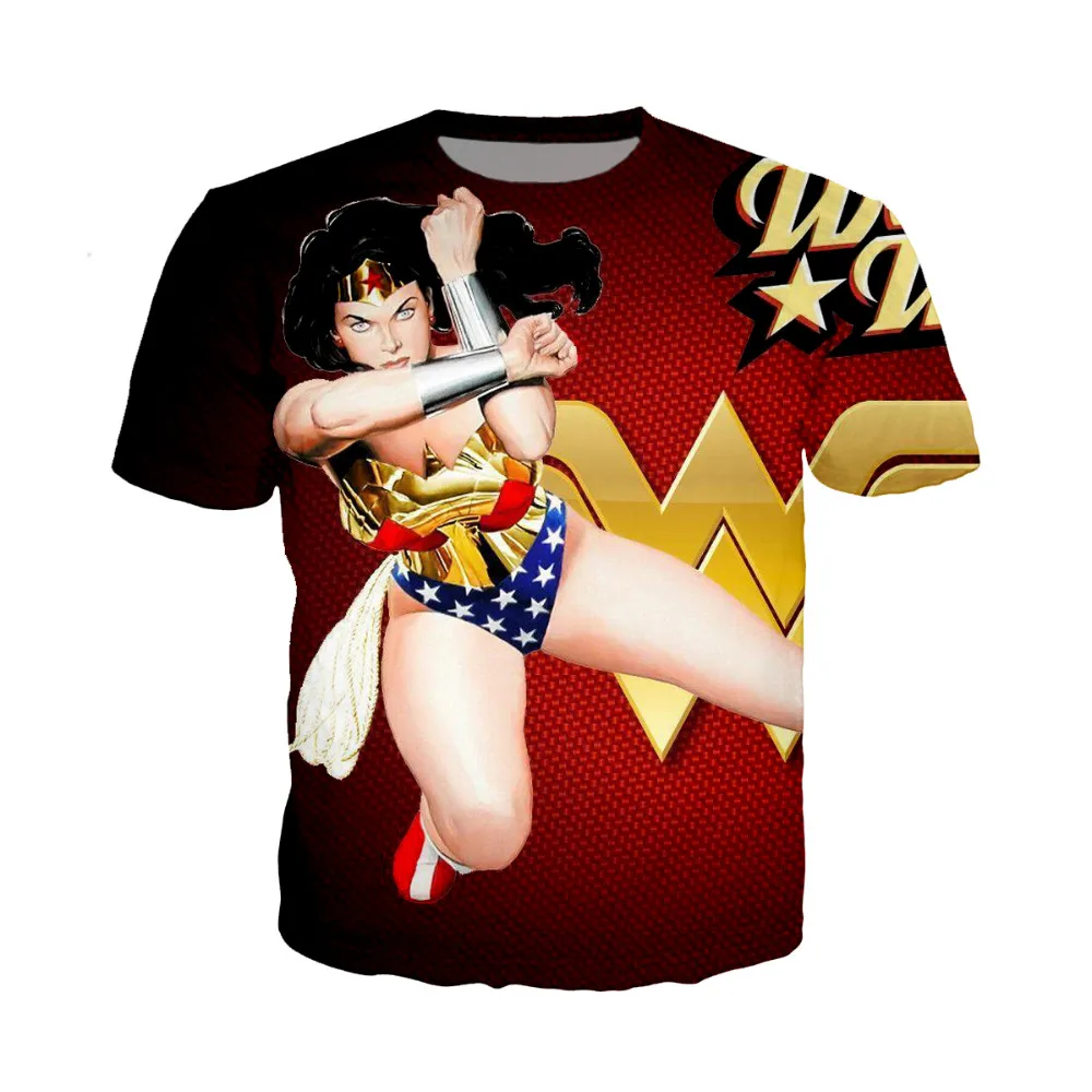 LIASOSO Wonder Woman футболка комиксов Marvel Супермен Бэтмен короткий рукав o-образным