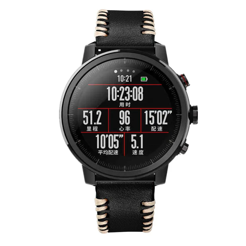 22 мм кожаный браслет для оригинальных Xiao mi Hua mi Amazfit Stratos pace 2 Смарт-часы браслет mi Fit полосы
