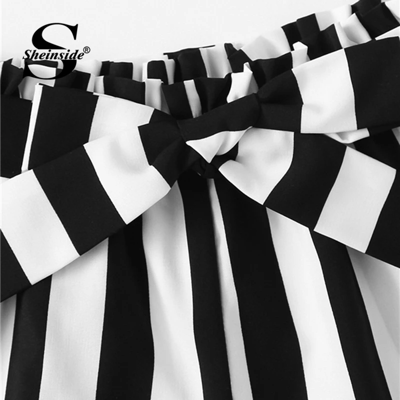 Sheinside, шорты в клетку с завязками на талии, летние прямые шорты для женщин с эластичной резинкой на талии, офисные женские элегантные шорты