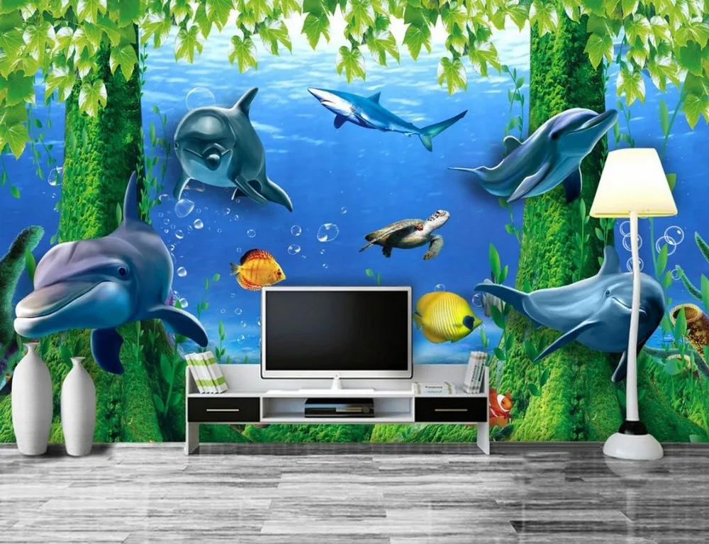 3D обои фон для телевизора настенные с изображением океана окон розы украшение