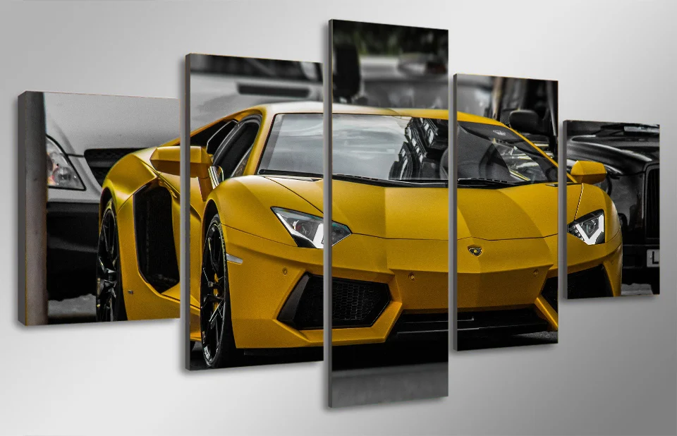 HD с Желтый спортивный автомобиль картины настенная живопись на холсте Декор