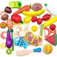 wooden cutting cooking food sets magnetic wood vegetables fruits pretend play kitchen kits toy for 2 years up