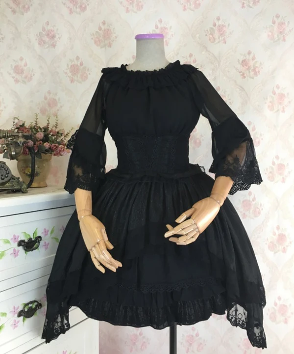 Готическая Черная юбка с высокой талией ассиметричная короткая в стиле