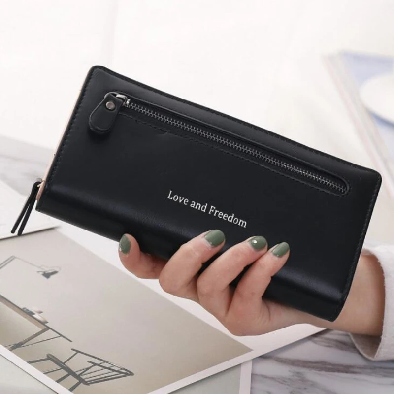 

FGJLLOGJGSO portefeuille femme Vintage PU leather women wallet printing letter women Purse Long wallet Female carteira feminina