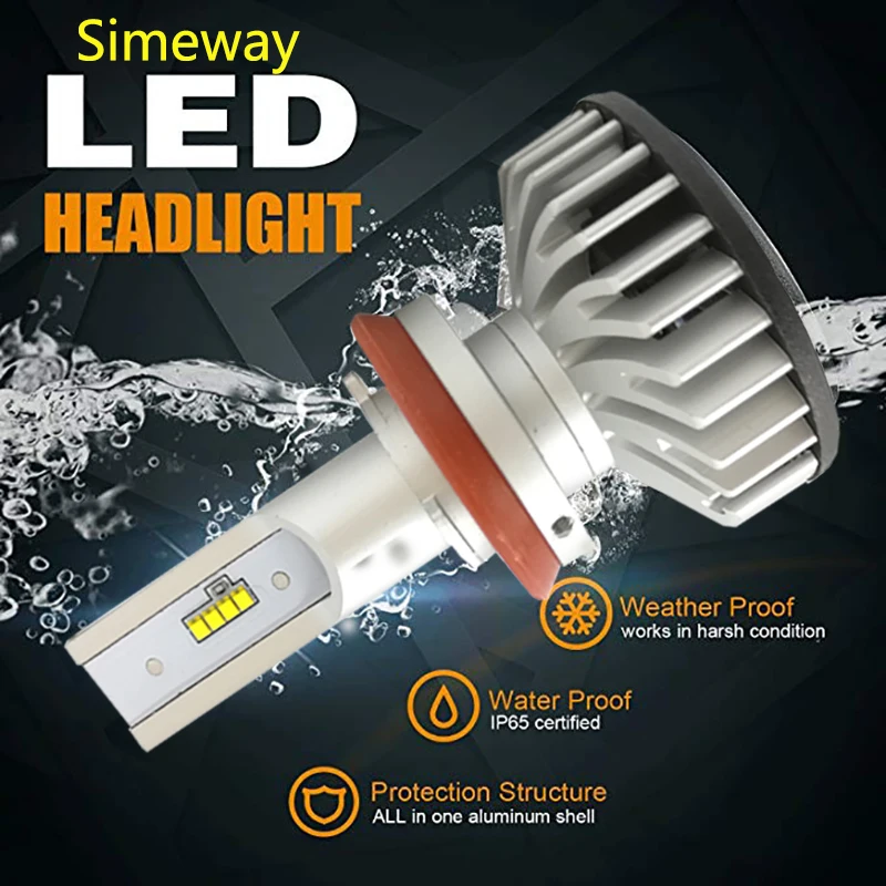 Simeway 2X светодио дный фар лампы 12 В H4 HB3 9005 H7 40 Вт Авто фары супер яркий 6000 К белый