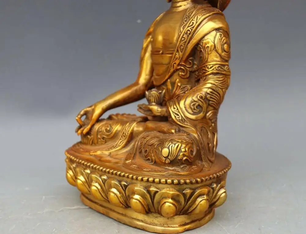 Old China Buddhism Copper Bronze Gild Sakyamuni Amitabha Buddha Tathagata Statue | Дом и сад