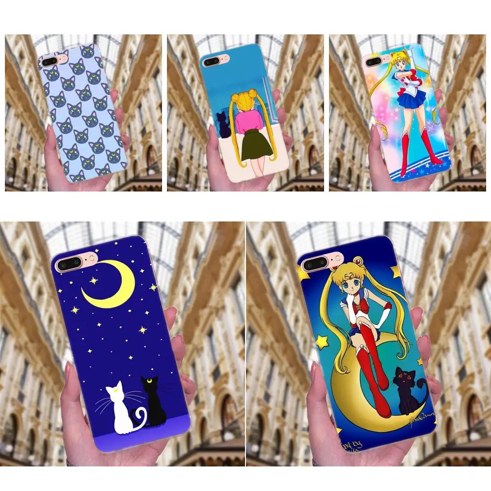 Чехол из ТПУ для Apple iPhone 4 4S 5 5C 5S SE 6 6S 7 8 Plus X XS Max XR сотовый телефон Сейлор Мун Луна