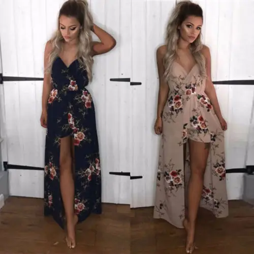 Женское летнее шифоновое вечернее пляжное платье Boho длинное макси без рукавов