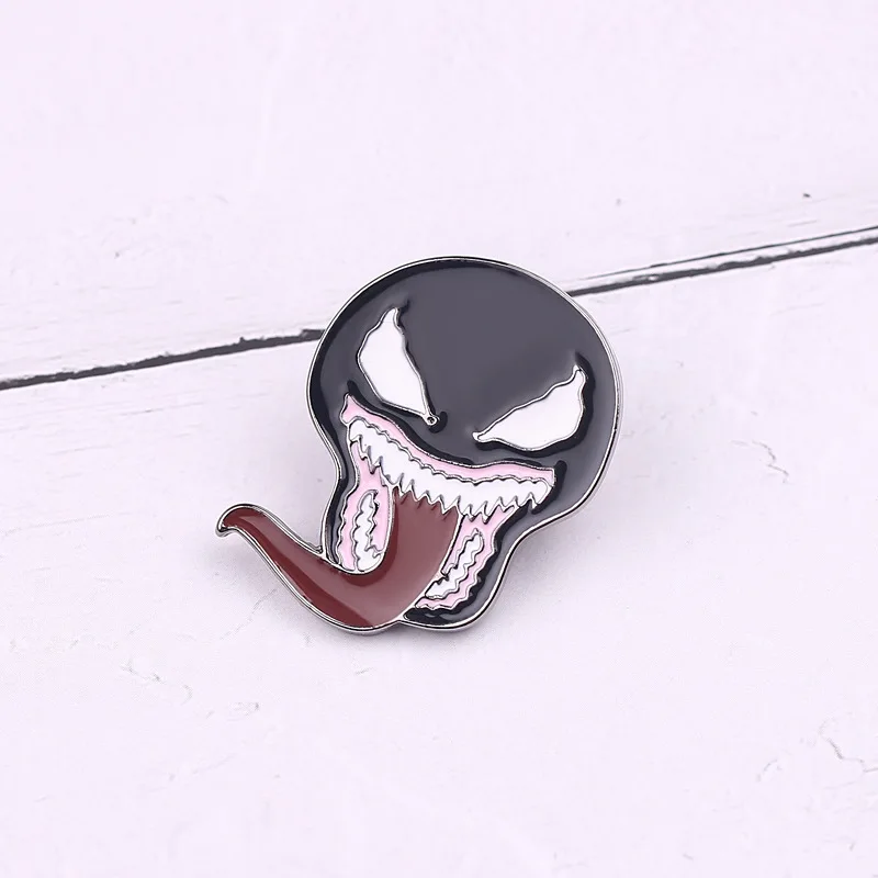 Новинка 2019 эмалированная булавка Venom Spiderman черная симбионовая маска с язычком