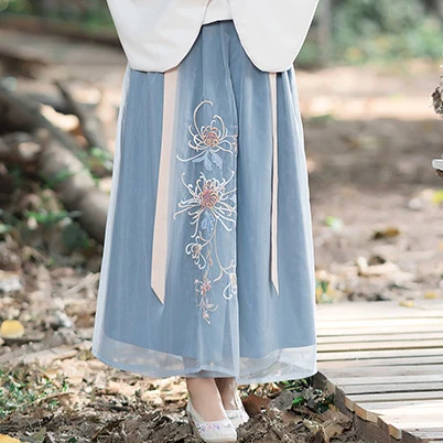 Китайское платье hanfu женское платье Чонсам традиционная китайская одежда для женщин китайская блузка Китайский костюм - Цвет: blue skirt