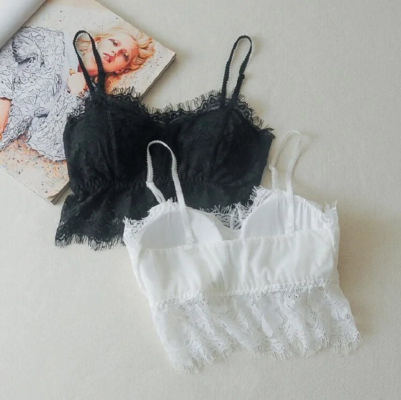 Ladies'new ресницы кружева подвеска с сексуальная открытая спина жилет, анти-износ легкий пояс, Грудь pad и бюстгальтер нижнее белье