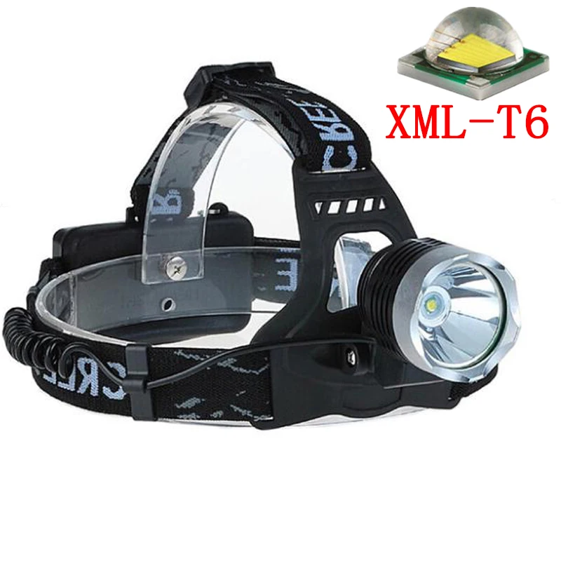 Headlamp 1800 Lumens  XM-L XML T6 LED Head lamp Headlight Rechargeable Torch light For Outdoor Hiking 2 in 1 1800 lumens zoomable cree xm l t6 led bicycle light bike headlight headlamp head lamp light 8 4v battery pack charger