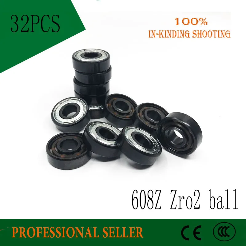 

Free shipping 32pcs Ceramic Swiss BSB 608 ZrO2 Ball 8*22*7mm ABEC11 Hybrid 6 White balls Skateboard Bearing Skating hand Spinner