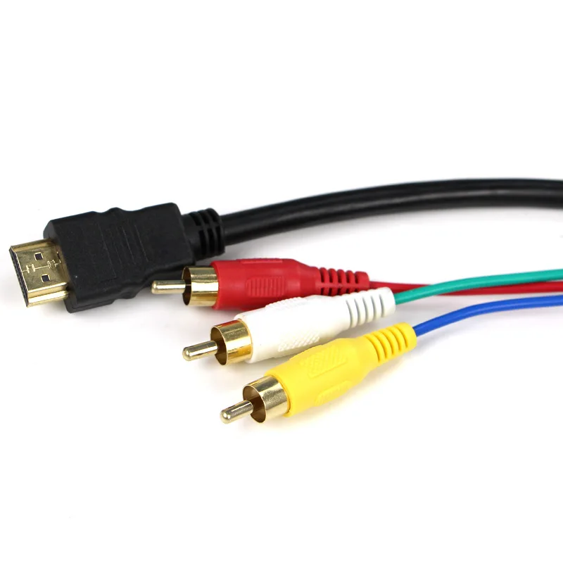 500 шт. 5 футов 1 м HDMI в 3 RCA видео AV ТВ композитный адаптер конвертер 3RCA RGB кабель для