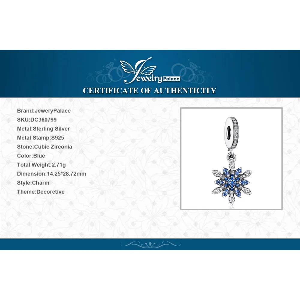 Jewelrypalace 925 пробы серебро Froast цветок создан Синий Nano Серьги Подвески-шармы
