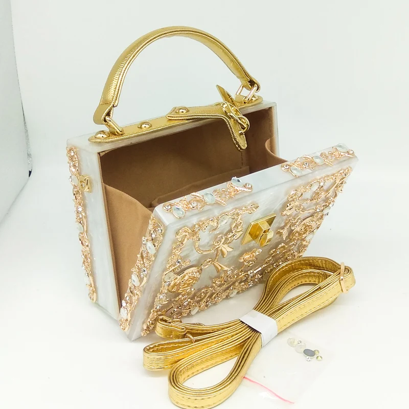 Boutique De FGG модная женская черная акриловая сумка через плечо с цветком из кристаллов, сумка через плечо, вечерняя сумка-клатч