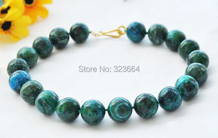 18&quot 14mm nature round green Malachite bead necklace | Украшения и аксессуары