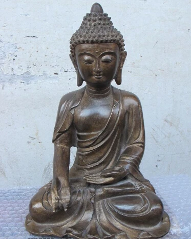 

[old craft ] 12" Tibetan old Bronze chan sect Sakyamuni Buddha Budda Amitabha Statue (A0314)