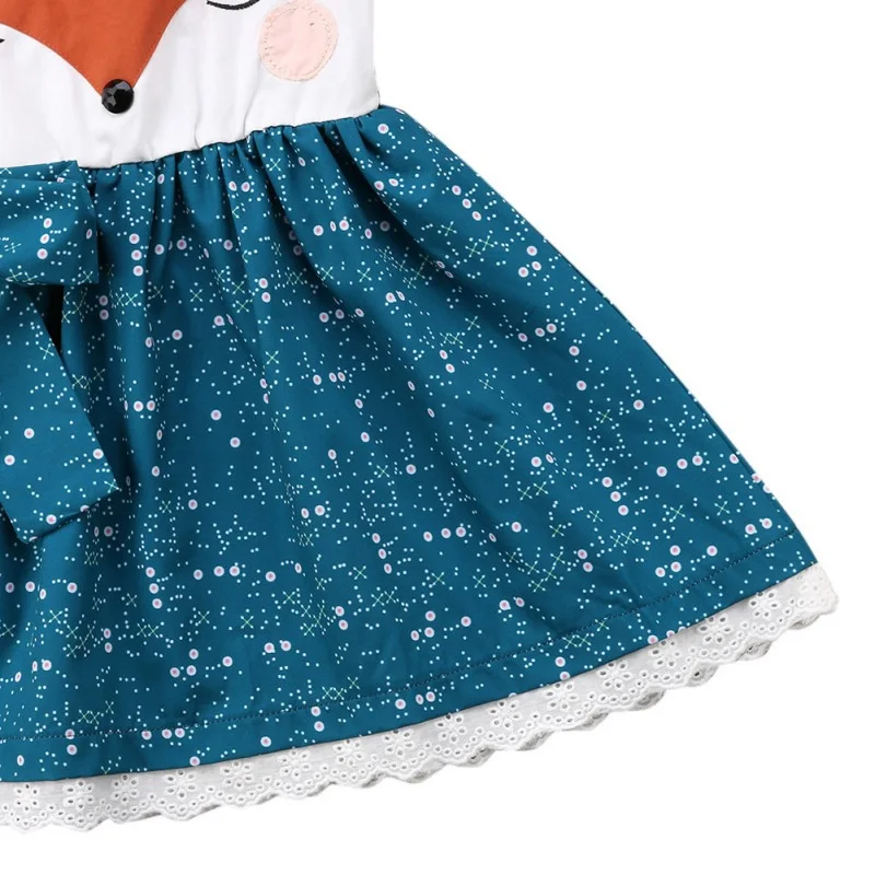 Summer Casual Baby Girls Fox Animal Dress Floral Print Cotton Kids Toddler Sleeveless Backless Pageant Sundress Party Dresses | Детская