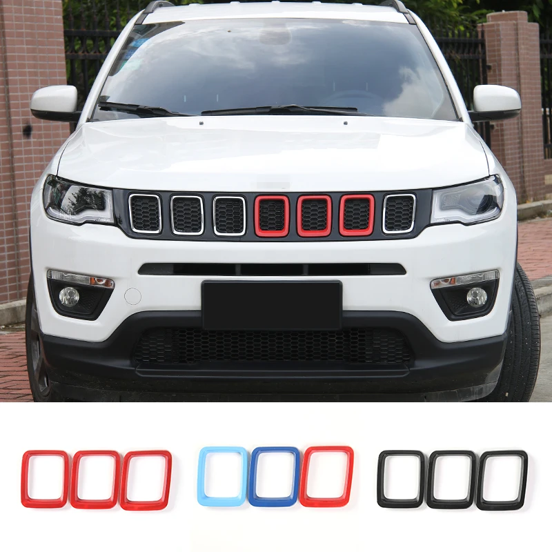 

MOPAI ABS Car Front Grilles Cover Trim Decoration Frame Stickers for Jeep Compass 2017 Up Exterior Accessories Car Styling