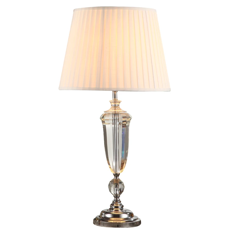 Современные K9 Кристалл Спальня настольная лампа Ткань абажур Гостиная украшения