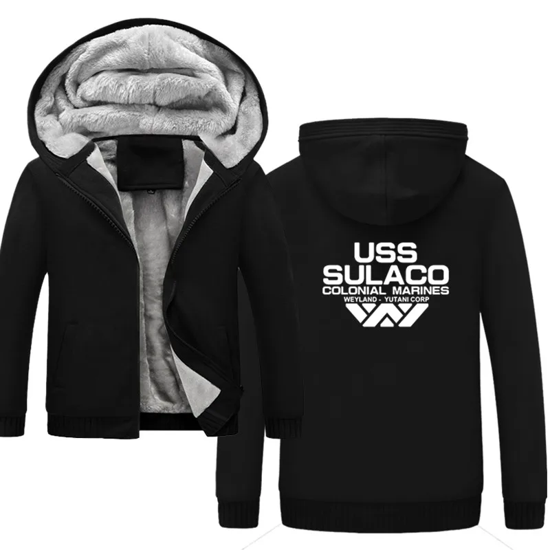 Толстовки мужские 2018 модные USS SULACO толстые флисовые толстовки s однотонные зимние