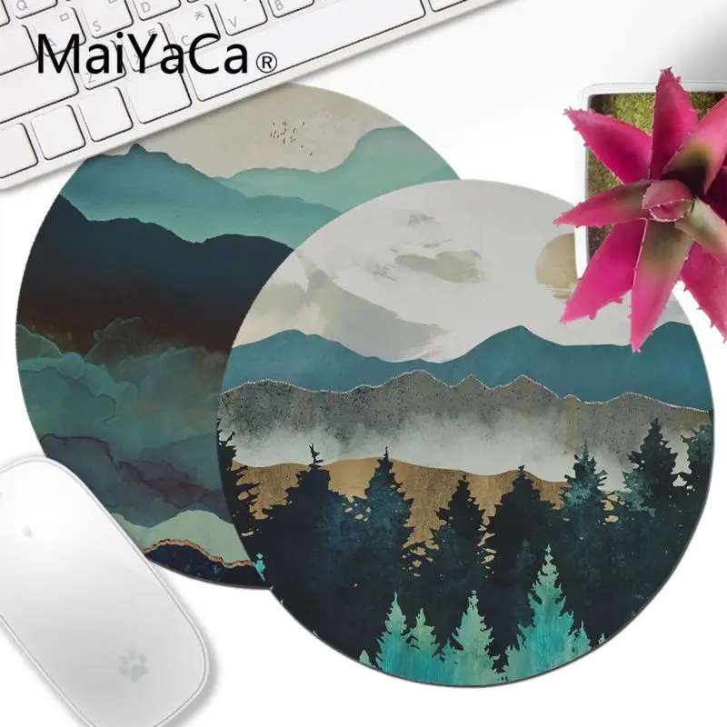 MaiYaCa Индиго горы офисных мышей геймер мягкий круглый коврик для мышки с аниме Новые супер мило игровой коврик для Мыши для ноутбуков Gamer