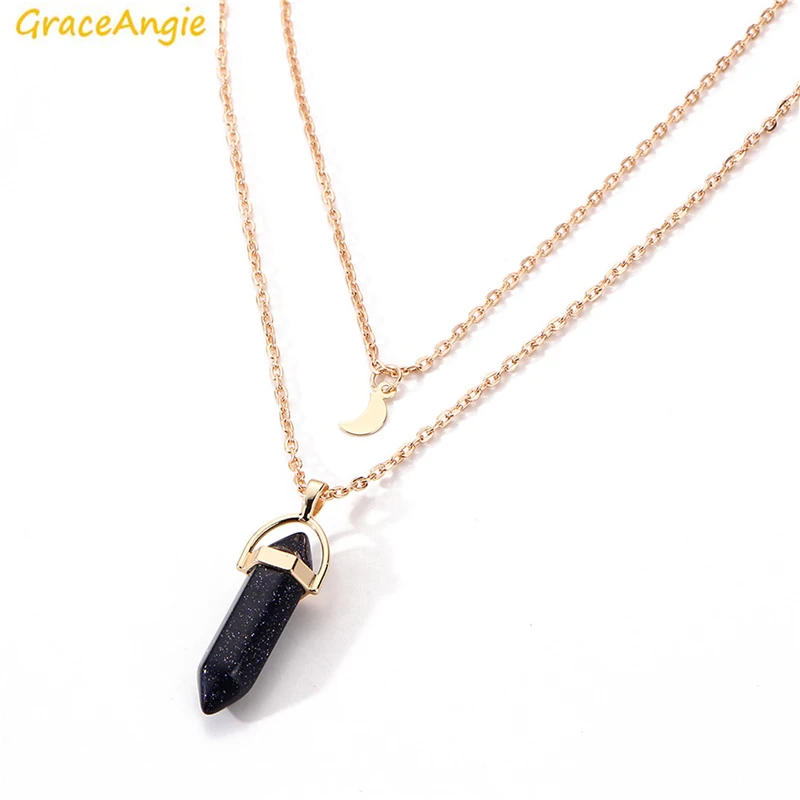 GraceAngie 1 шт. двухслойная многоцветная Подвеска из натурального камня ожерелье