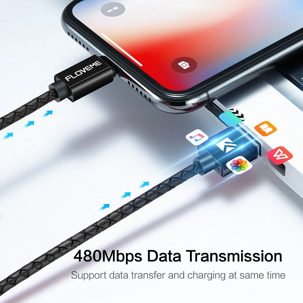 Магнитный кабель Micro USB FLOVEME 3A для iPhone Samsung быстрой зарядки и передачи данных