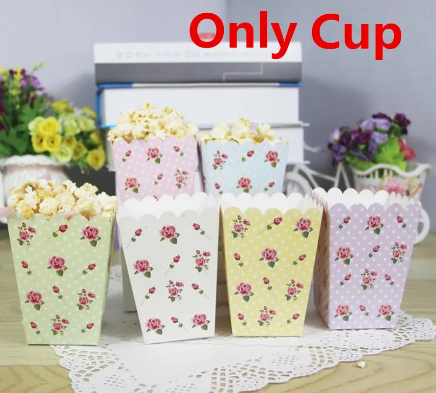 12 шт./лот коробка для попкорна с розами бумажная украшения вечерние детские