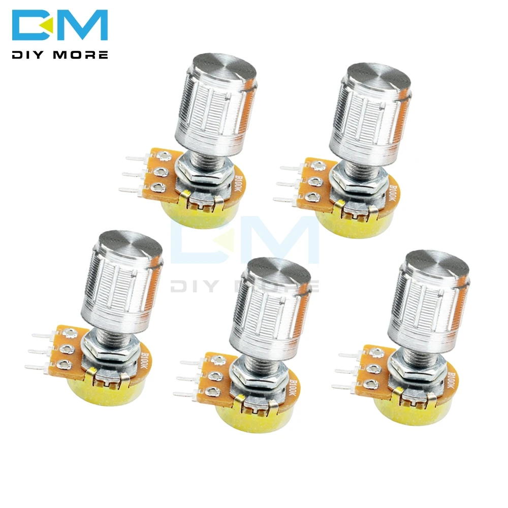 

5PCS 3Pin 3P WH148 Rotary Potentiometer With Aluminum Alloy Cap 1K 5K 10K 20K 50K 100K 500K Ohm Linear Taper Potentiometer