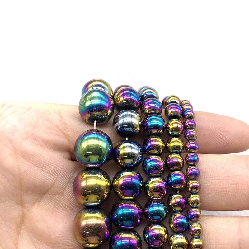 colour 4 цвета, 4, 6, 8, 10, 12 мм, натуральный камень, гематит, японский магнитный Круглый свободный бисер, элегантный браслет для изготовления ювелирных изделий, 15 дюймов - Цвет: colour