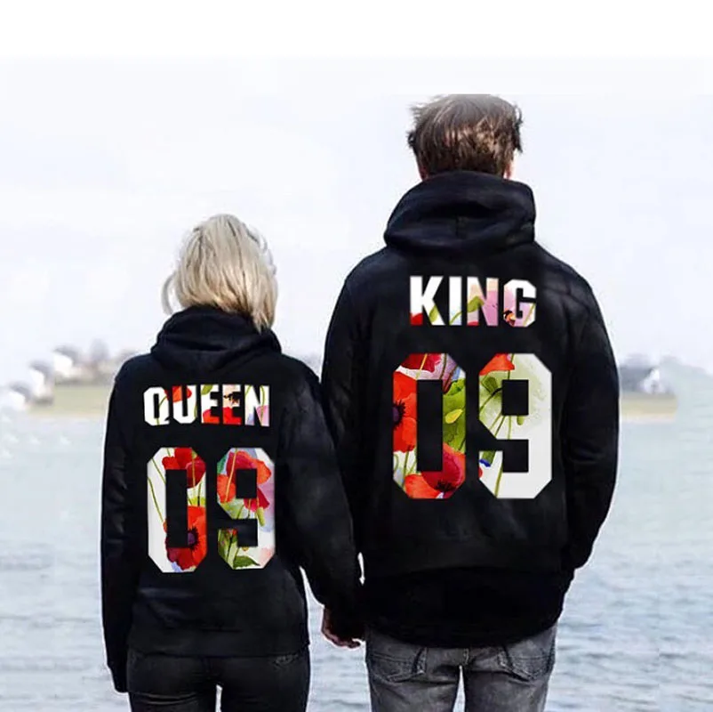 King queen для женщин мужчин Пара Наряды зимние теплые толстый с капюшоном свитеры