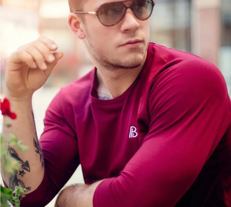 Mens tight sports round collar fitness gym long seeves spring autumn workout running t-shirt