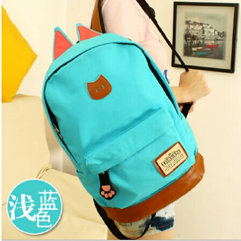 Рюкзак с кошачьими ушками для девушек 2016 хит продаж Студенческая дорожная сумка