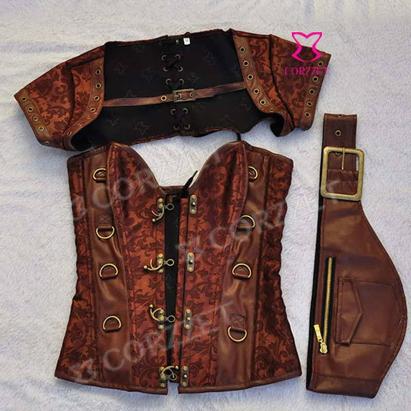 Цветочный корсет из парчовой кожи со стальными косточками куртка в стиле