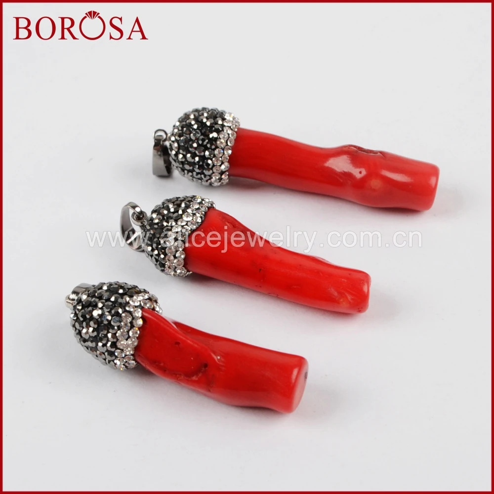BOROSA Manmade красный коралл очарование Друза кулон из бисера Коралловый каменный