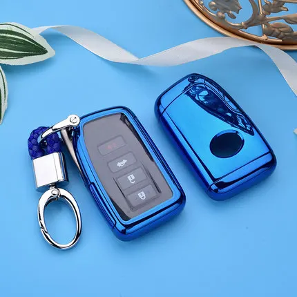 blue with keychain PC+ TPU чехол для автомобильных ключей для Lexus NX GS RX IS ES GX LX RC 200 250 350 LS 450H 300H автомобильные аксессуары чехол для ключей брелок - Название цвета: blue with keychain