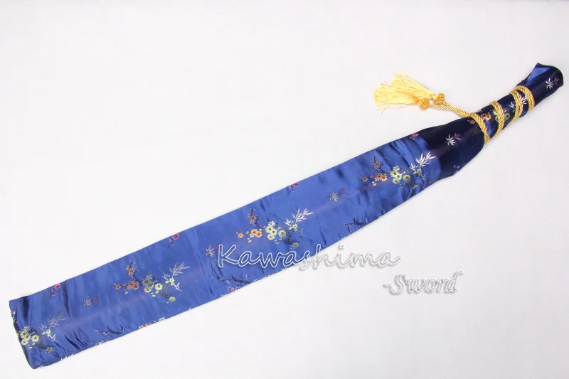 Японский самурайский меч шелковая сумка темно-синего цвета вышитый