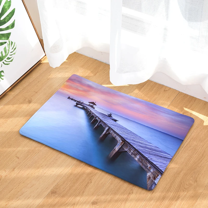 2017 Приморский вечерний пейзаж печать ковры Нескользящие кухонные коврики для