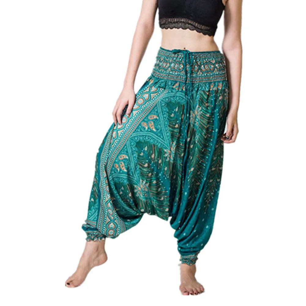 Женские повседневные штаны летние свободные брюки мешковатые Boho спортивный комбинезон шаровары женские широкие брюки с рисунком из мультфильма 7,2