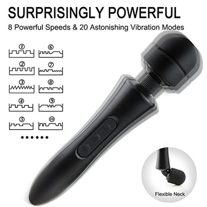 Powerful Dildo Vibrator Massager Sex Toys for Women Clitoris Stimulator AV Magic Wand 20 modes USB chargeable Product Adult | Красота и