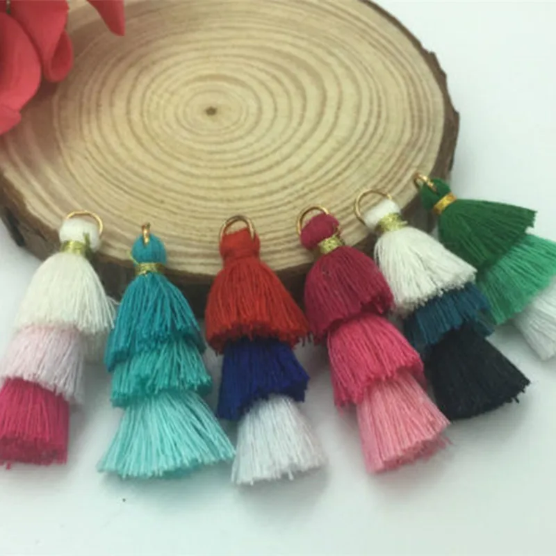 DIY 4 шт 3 слоя хлопок кисточки подвеска «сделай сам» Ювелирные серьги 35 мм