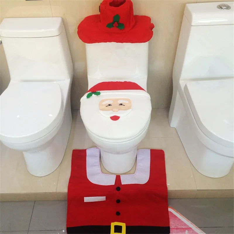 Чехол на крышку унитаза с изображением Санта Клауса и контурного коврика|decorative