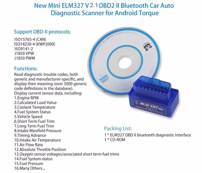 1 шт. ELM 327 V2.1 Bluetooth автомобильный диагностический инструмент OBD2 OBD-II ELM327 автомобильный интерфейс сканер работает на Android