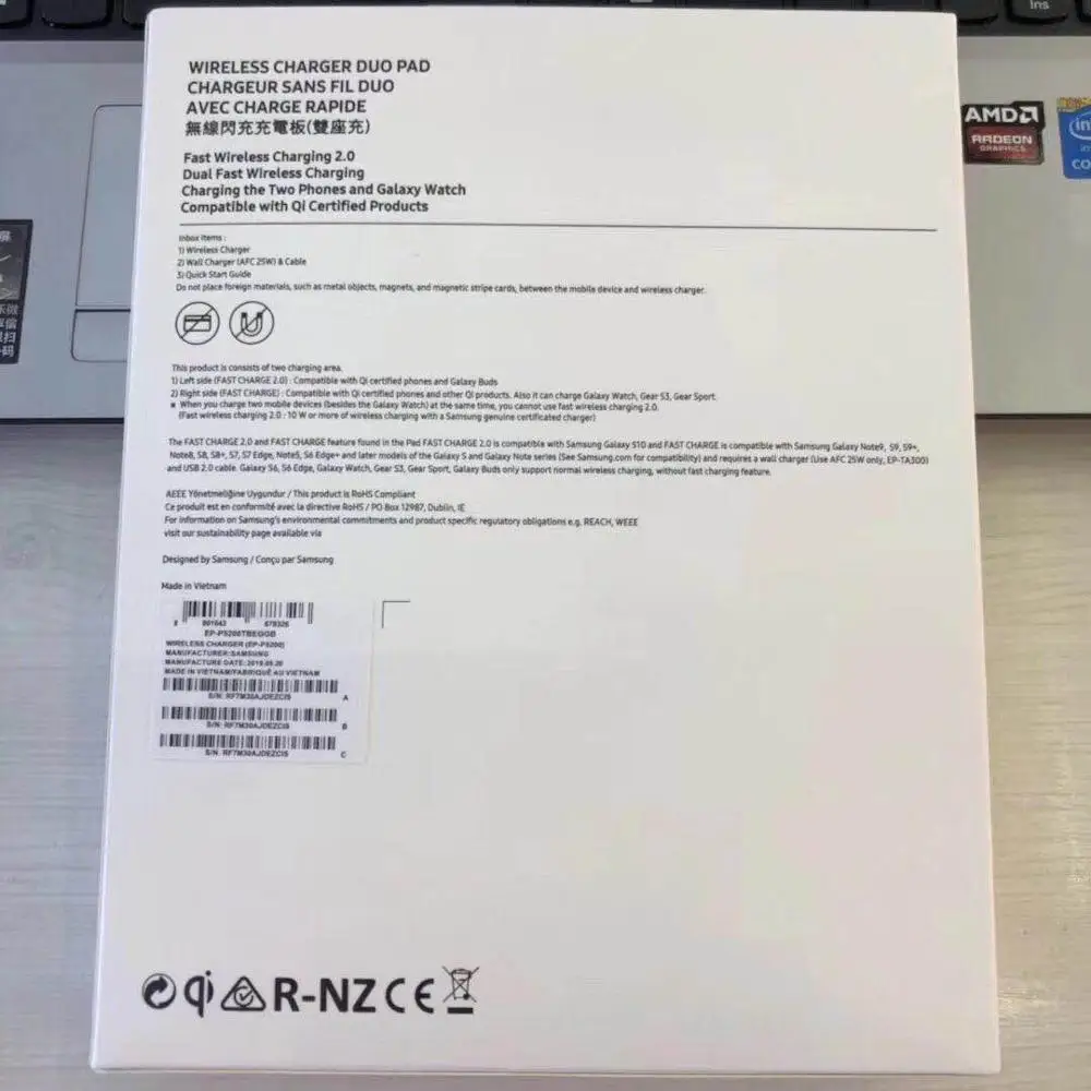 Быстрое беспроводное зарядное устройство QI Duo Pad для samsung Galaxy S10 e 5G + S9 S8 S7 S6 Edge Note9 8