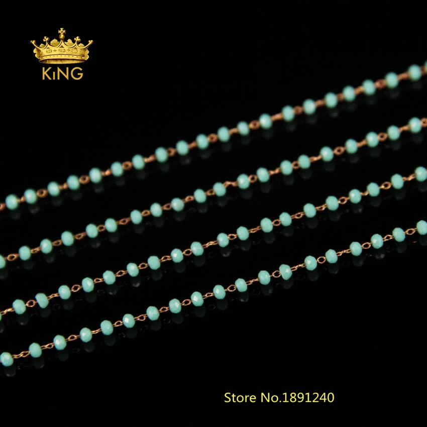 

5Meters Natural Green Glass Faceted Rondelle Chains,2x3mm Beads Antique Bronze Wire Wrapped Rosary Chains Necklace Jewelry HX084