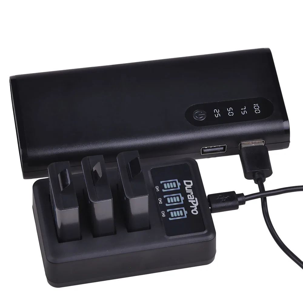 2 аккумулятора для камеры 1180 мАч PG1050 SJ4000 + зарядное устройство с 3 USB-портами и