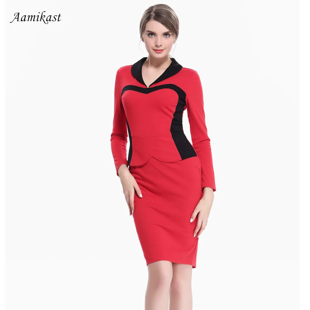 Фото Женское платье карандаш с длинным рукавом Размеры S M L XL XXL XXXL|dress size|women business dresswomen